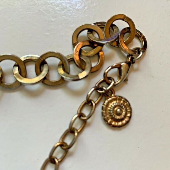 RJ Graziano Gold & White Disco Ball Chainlink Statement Necklace Signed - Picture 4 of 8